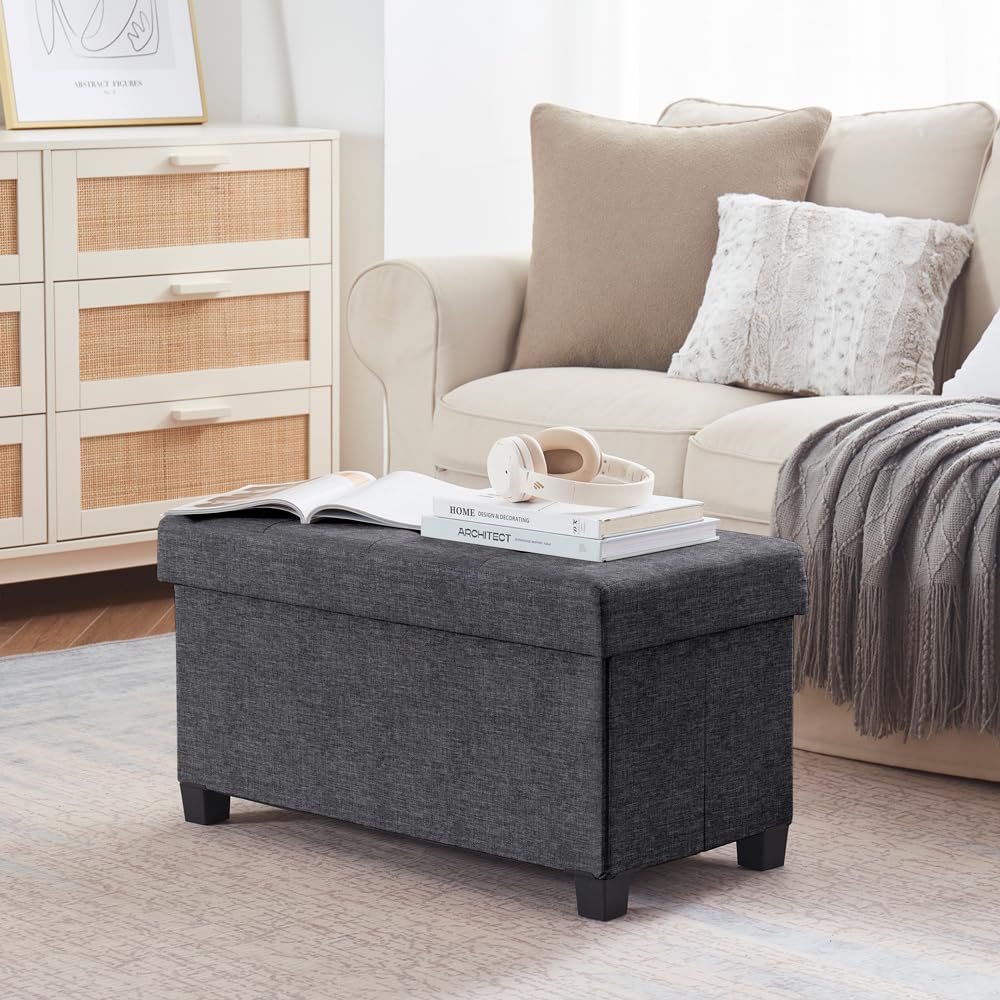 Foldable Storage Ottoman Bench Organizer