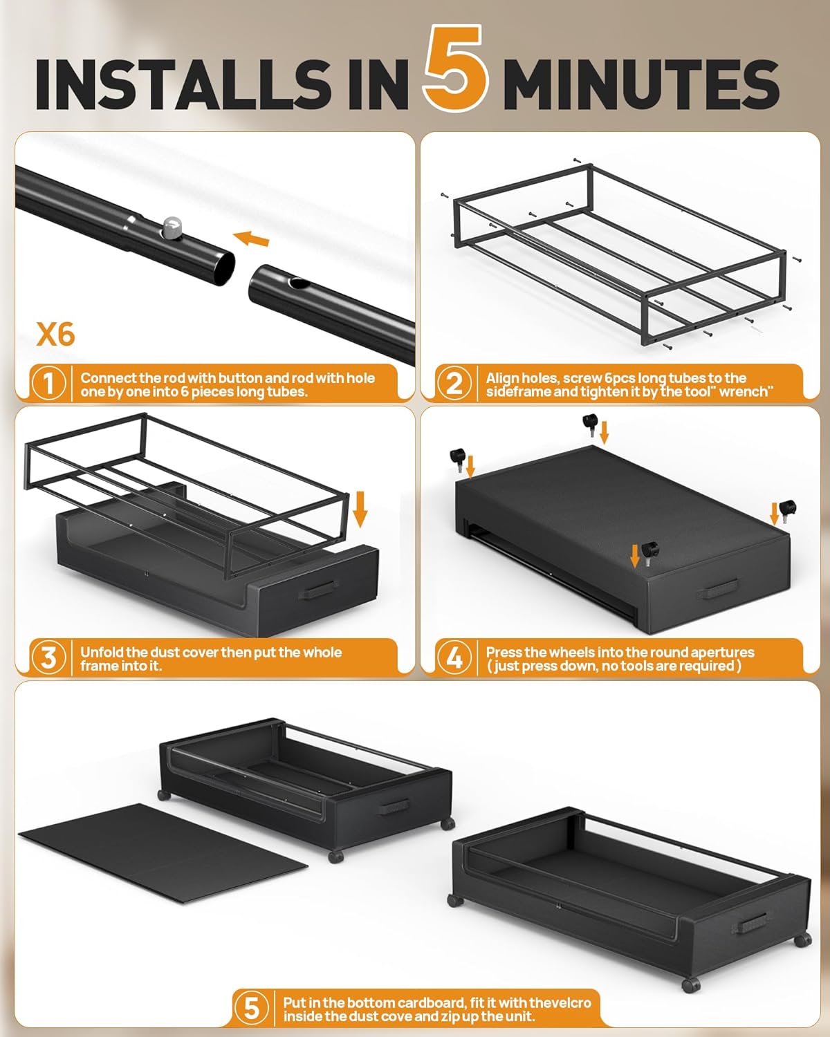 Rolling Under Bed Storage Organizer