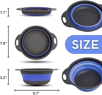 Blue Round Collapsible Kitchen Colander