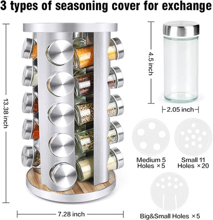 Rotating Spice Rack Organizer with Jars