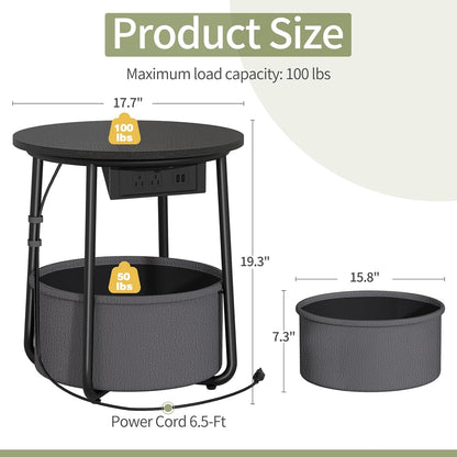 LED Nightstand Side Table Organizer
