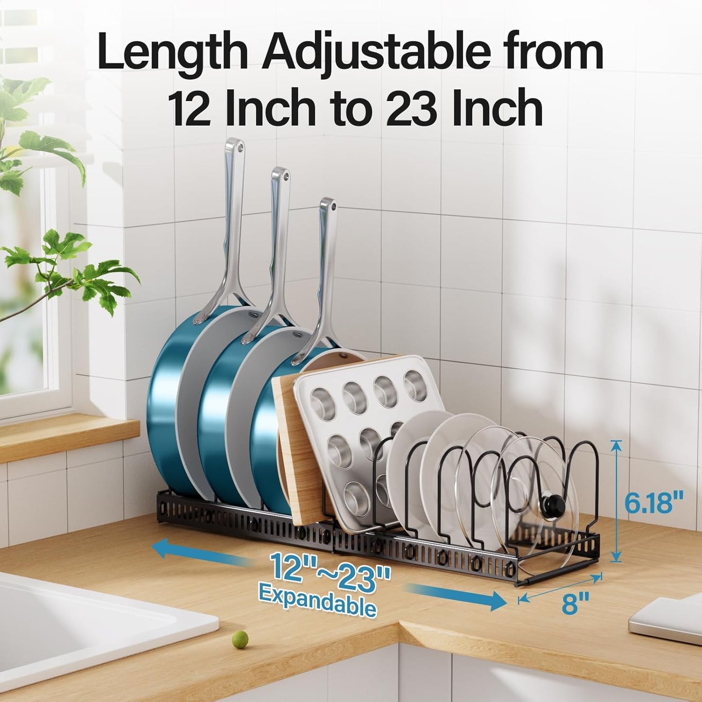 Expandable Pots and Pans Organizer Rack