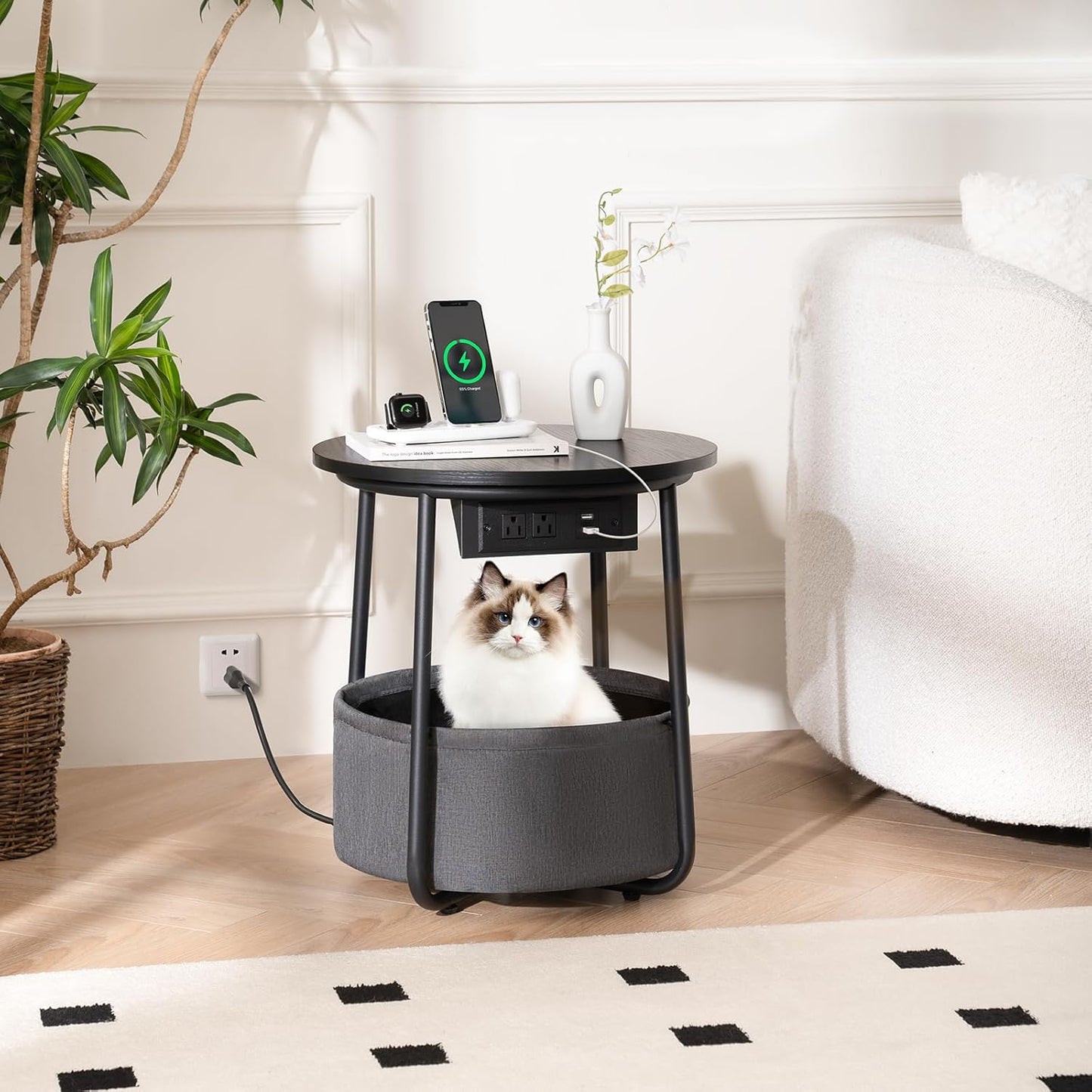 LED Nightstand Side Table Organizer