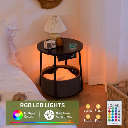 LED Nightstand Side Table Organizer