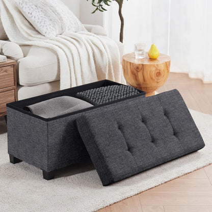 Foldable Storage Ottoman Bench Organizer