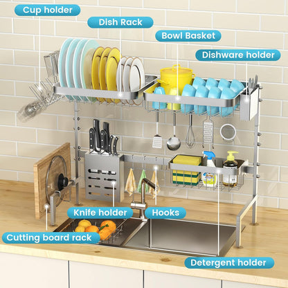 Stainless Steel Over-Sink Dish Rack Organizer