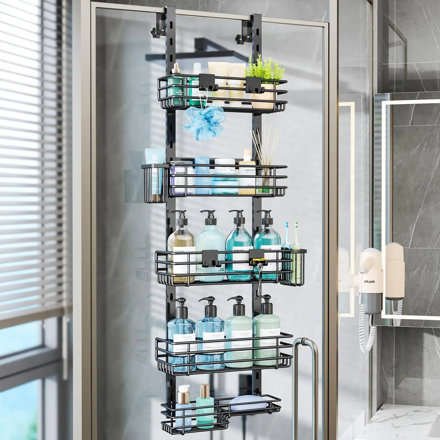 Over Door Adjustable Shower Caddy Organizer
