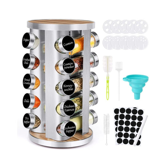 Rotating Spice Rack Organizer with Jars