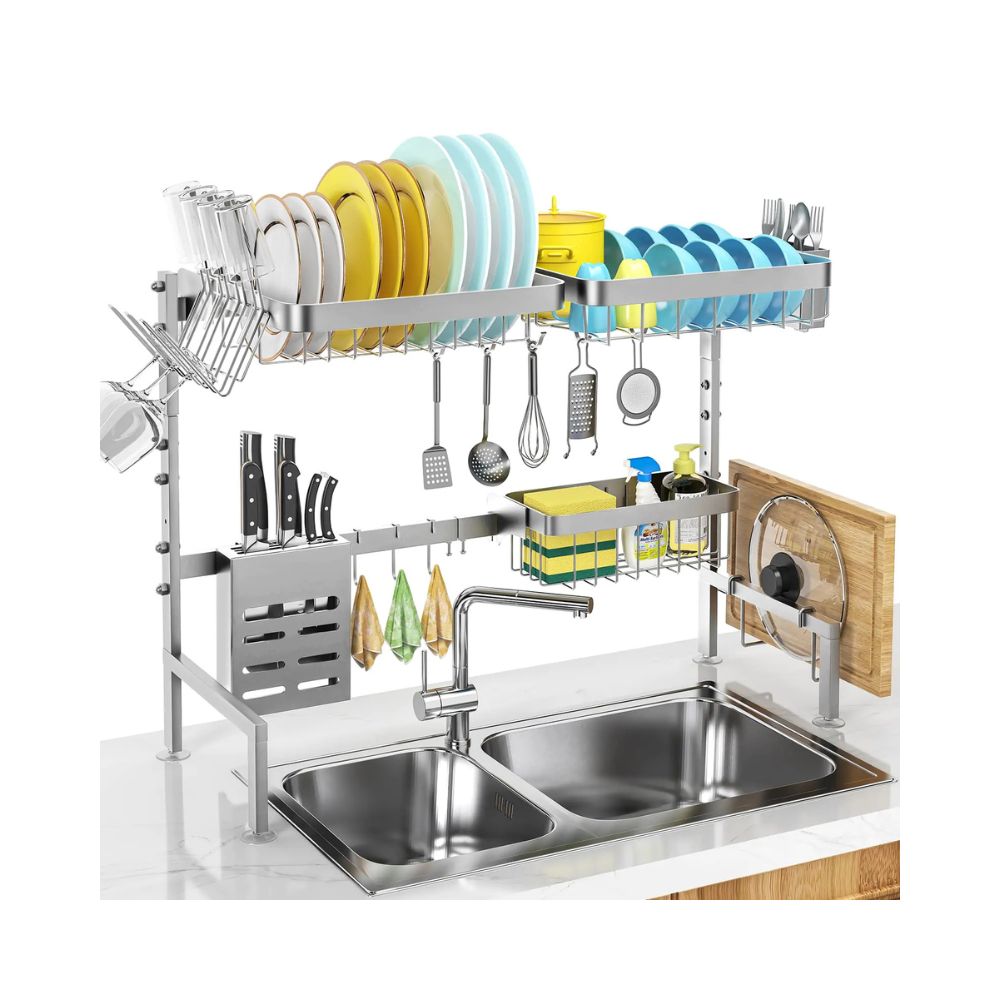 Stainless Steel Over-Sink Dish Rack Organizer