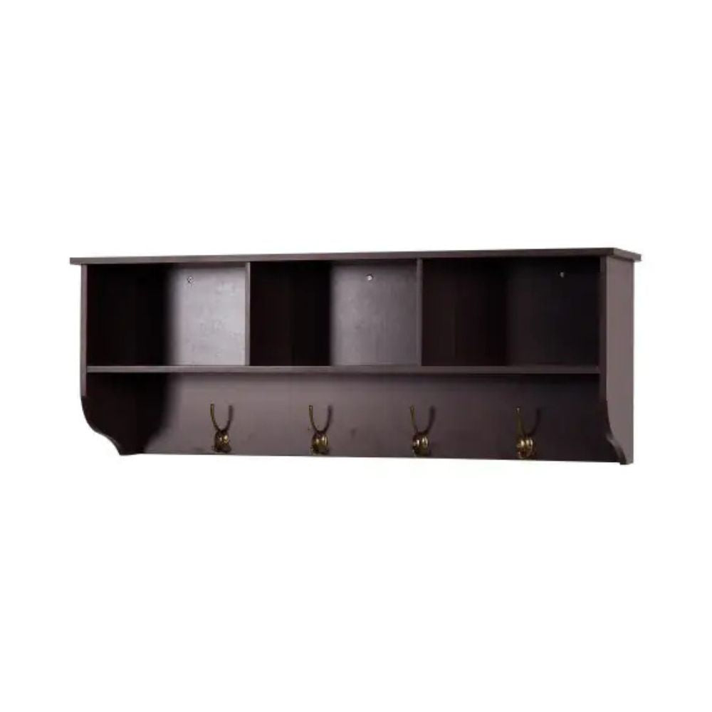 Espresso Wall Mounted Coat Rack Organizer