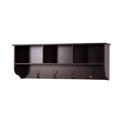 Espresso Wall Mounted Coat Rack Organizer