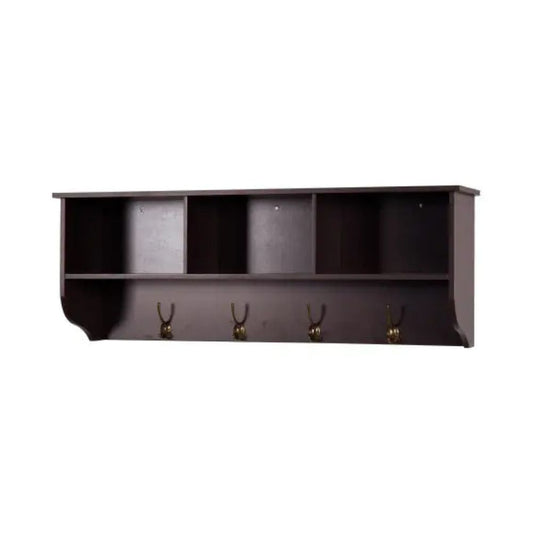 Espresso Wall Mounted Coat Rack Organizer