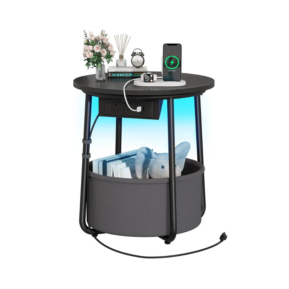 LED Nightstand Side Table Organizer