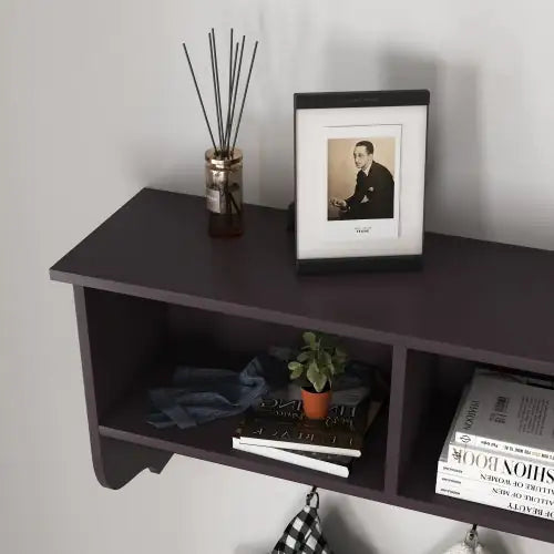 Espresso Wall Mounted Coat Rack Organizer