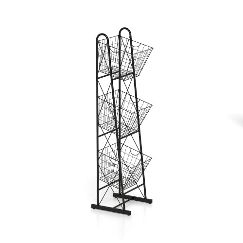 3-Tier Kitchen Storage Basket Organizer Freestanding Metal Wire Rack